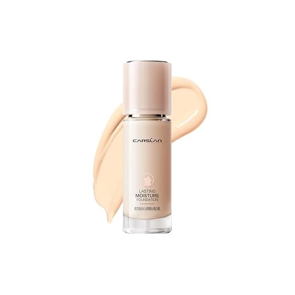 Lasting Moisture Foundation, 24H Longlasting Medium Coverage Dewy Finish Face Makeup, Poreless, Lightweight, Hydrating Liquid Foundation For Dry Skin, M02