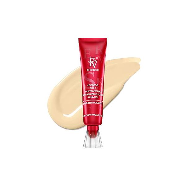 FV Waterproof Liquid Foundation, Dewy Finish Long Lasting Lightweight Medium Coverage Face Makeup for Normal & Dry Skin, Cruelty Free, Porcelain, 30ml