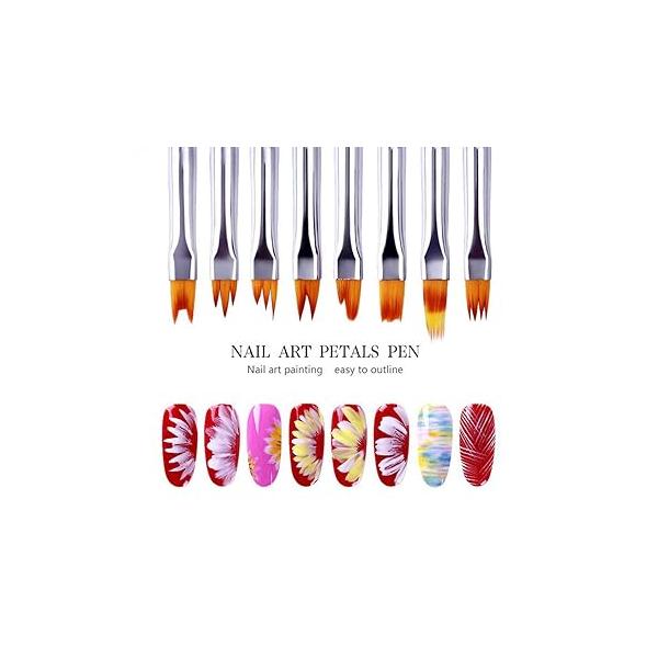 8 Pcs Nail Brush Pen Premium Upgrade Wood Handle, Gradient Painting Set UV Gel Flower Drawing Purple Handle Manicure Art Polish Tool, Valentine's Day present (8 amazing nail brushes)