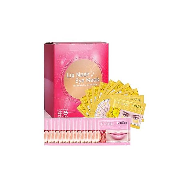 MEICOLY 30 Pads Lip and Eye Mask Sheet,Moisturizing Under Gel Crystal Collagen Anti-Aging Patches Dark Circle Remover with Box,Pink