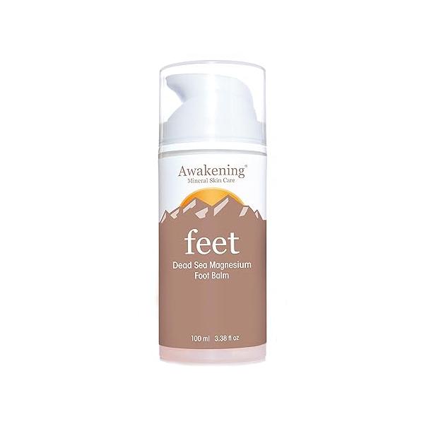 Awakening Feet - Magnesium-Rich Hydrating Foot Therapy Balm, Lotion With Arnica and Concentrated Minerals of the Dead Sea for Dry [100 ml/3.4 oz Airless Pump]