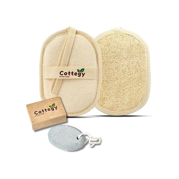 1PC Cottegy Egyptian 100% Natural Loofah Exfoliating Scrubber- Eco-Friendly Bath & Shower Sponge - Face Body Men Women-1PC Foot Pumice Stone Feet, Heels, Elbows and Hands (red)