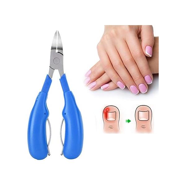 Cuticle-Hangnail Trimmer, Stainless Steel Ingrown Toe Nail Clippers Fingernail Cuticle, Scissors Pedicure Cutter Tool, Half Jaw Cuticle Nipper Toenail Tools Feet, Hand-Nail Tools[Blue]