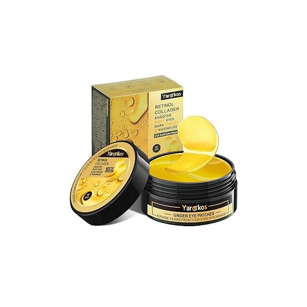 2 Packs 60 Pcs Under Eye Patches, 24K Gold+Pink, 30 Pairs Undereye Mask for Puffy Eyes Dark Circles Treatment, Collagen Gel Pads Hydrating Bags Puffiness Wrinkle, Women Men Beauty Skin Care