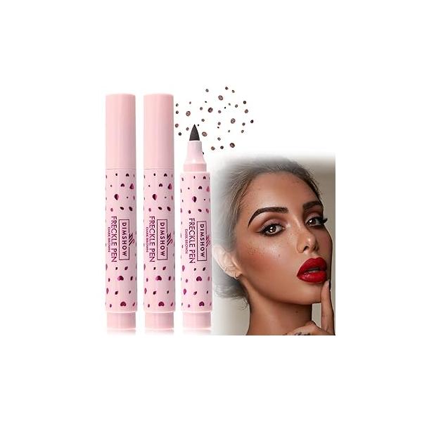 Erinde Upgrade Liquid Freckle Pen, Fake Freckles Stamp Air Cushion, Long Lasting Waterproof Quick Dry Lifelike Magic Marker for Natural Sunkissed Makeup, 01 Saddle Brown