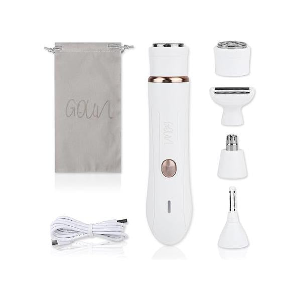 4-in-1 Facial Hair Removal for Women, Electric Painless Shaver, USB Rechargeable, Lip Chin Cheek Trimmer