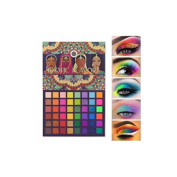 UCANBE EXOTIC FLAVORS Neon Eyeshadow Makeup Palette - 48 Colorful High Pigmented Rainbow Matte Shimmer Glitter Eye Shadow Make Up Pallet Gift Set
