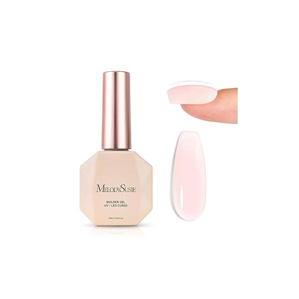 MelodySusie Clear Builder Nail Base Gel for Nails Thickening, Soak Off UV Extension Gel, Rhinestone Glue in a Bottle Art Design Salon DIY Manicure at Home Gift Women
