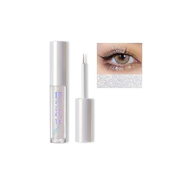 Erinde Liquid Glitter Eyeshadow Eyeliner, Korean Makeup Bling Under Eye Shadow, Shimmer Metallic, Lightweight Waterproof Long Wearing, Loose Glue for Crystals Makeup, Colorful Sequins
