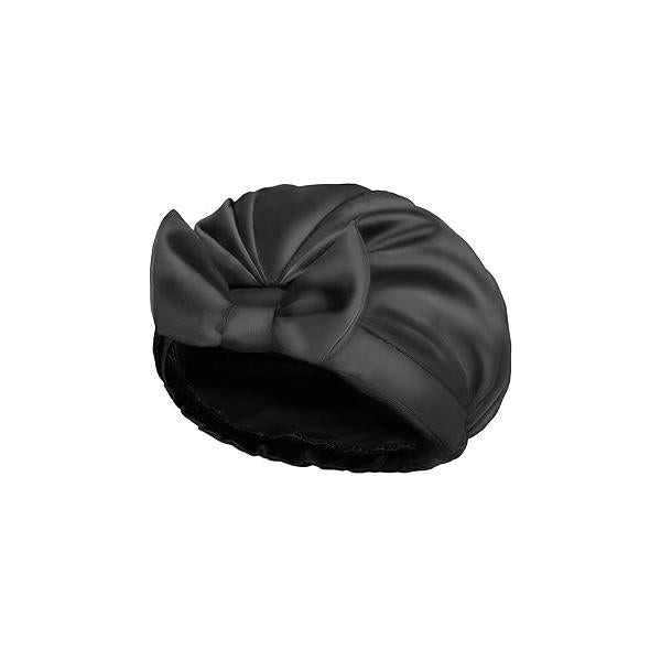Auban Extra Large Bowknot Shower Caps, Double Layer, Reusable with Silky Satin for Women, Ideal Beauty Bathing, Hair Spa, and Travel Use