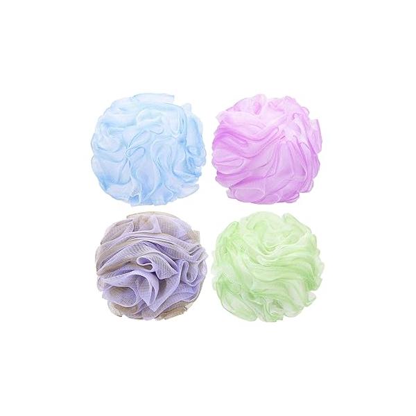 Tbestmax 4 Pack Bath Sponge Pouf Shower Loofah Body Scrubber Exfoliator, 60g/Piece - Colors