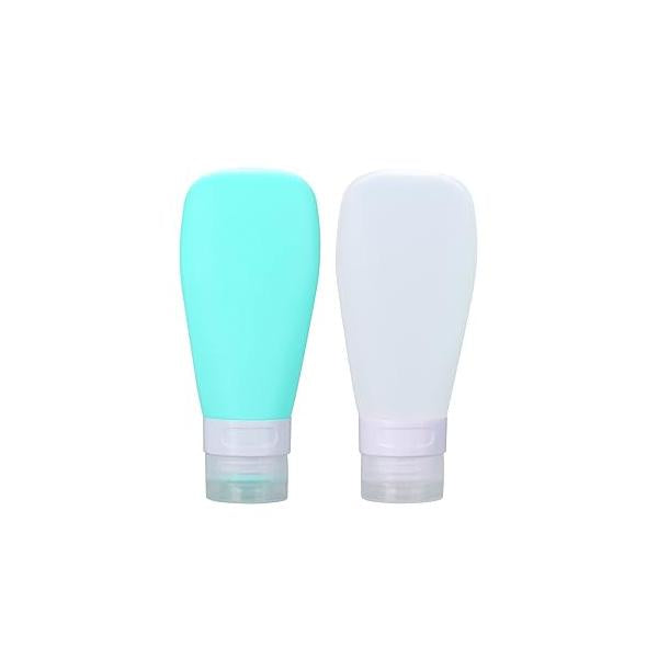 2 Pcs Silicone Travel Bottles,1.3oz Leak Proof Refillable Squeeze Containers with Transparent Carry Bag,Small Empty Size Bottles for Shampoo,Conditioner,Lotion,Toiletries