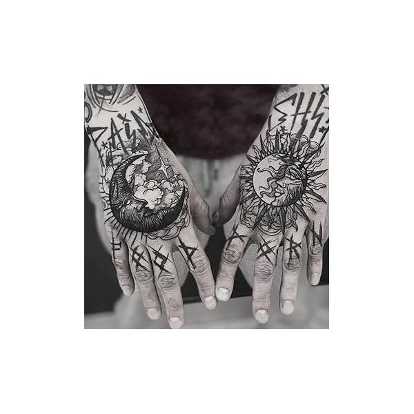 2 Sheets Waterproof Hand Back Body Art Temporary Tattoos Stickers Sun Moon
