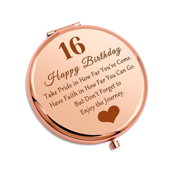 12th Birthday Gift - Inspirational Travel Makeup Mirror, Round Stainless Steel Mirror with Tabletop Mount, Compact Size for Portable Use