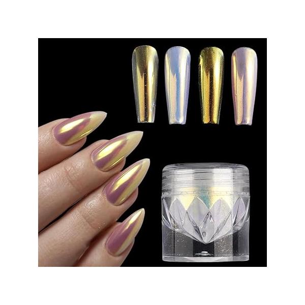 Chrome Nail Powder Set 14 Colors Pink Blue Silver Metallic Effect Mirror for Nails With Brushes Holographic Pigment Chameleon Flakes Gold Leaf Decoration Supplies