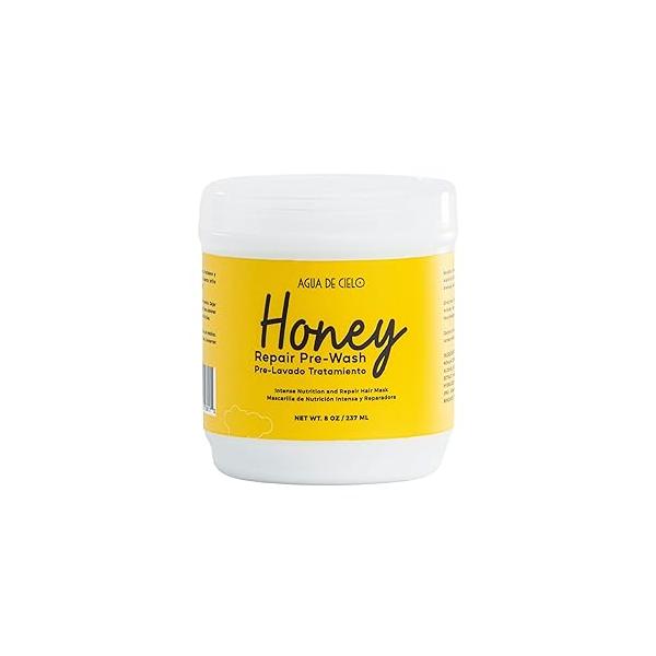 Agua de Cielo Honey Repair Pre-Poo - Nourishing Pre-Wash Hair Mask, Helps Reduce Moisture Loss when Shampooing, Deep & Hydration, with Macadamia Oil, Shea Butter, Castor Oil 8 Oz