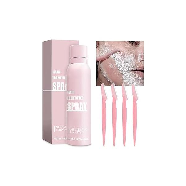 Hair identifier Spray for Face Shaving, Skin Body Identifying With Razors, Moisturizing and Care Dermaplaner Spray, Women Dermaplaning Tool