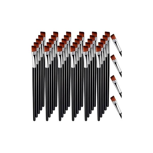 Gerrii 100 Pieces Disposable Angled Eyebrow Brushes Eye Liner Brush Angle Tinting for Women Girls Salon Beauty Cosmetic Make up Tool Esthetician Supplies(Black)