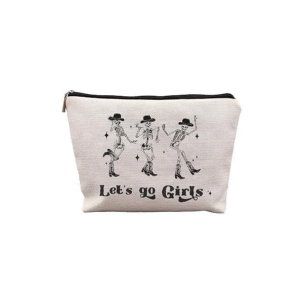 Aztec Makeup Bag, Ethnic Western Southwestern Navajo Cosmetic Bag for Women, Cow Gifts Geometric Wood Art Pouch