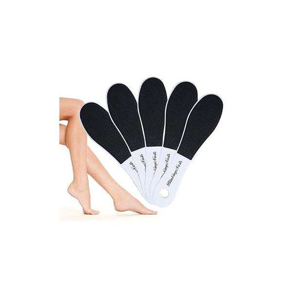 Foot File, Callus Remover Professional Sandpaper Pedicure Tools Double Sided Rasp File Depilation with Plastic Handle, for Dead Skin Foot(5pcs/Pack)