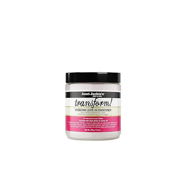 Aunt Jackie's Curls and Coils Transform Hydrating Leave-In Creme Conditioner for All Hair Types Textures, 15 oz