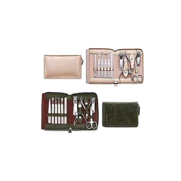 FAMILIFE Manicure Set, Nail Kit 11 in 1 pedicure kit Stainless Steel Mens Leather and Gift Set for Women Men Pedicure Care Tools