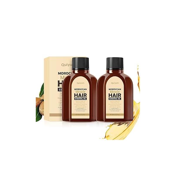 Argan Oil of Moroccan Hair Treatment Oils, 100% Natural Formula, Deep Moisturizing, Frizz Control, and Split End Repair for Dry & Damaged Hair, Paraben Sulfate-Free, 3.52fl.oz*2