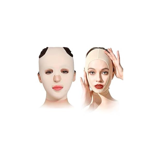 Facial Slimming Strap,2Pcs Mask Chin Strap Three Dimensional V Shaped Face Belt Eliminates Sagging Skin And Improves Contour(Full face+Half face)
