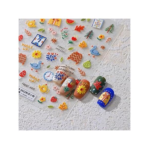 Gold Evil Eye Nail Stickers 5D Embossed Decals Self-Adhesive Art Supplies Manicure for Nails Decoration (Style-11)