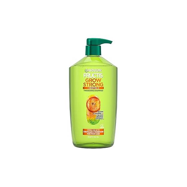 Garnier Fructis Grow Strong Thickening Shampoo for Fine Hair, Biotin-C, 33.8 Fl Oz, 1 Count (Packaging May Vary)