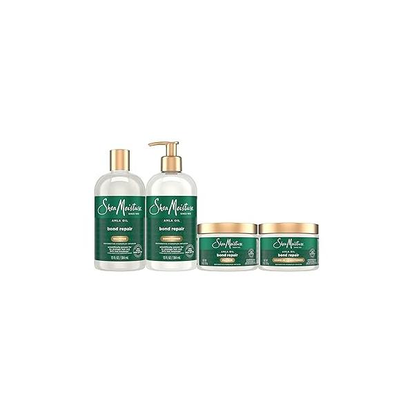 SheaMoisture Bond Repair Shampoo, Conditioner, Leave-In, & Masque 4 Pk Alma Oil to Strengthen Hair with Restorative HydroPlex Infusion