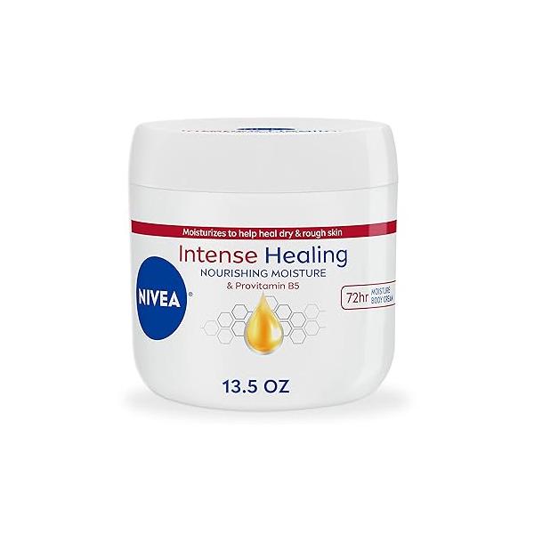 NIVEA Intense Healing Body Cream, Non-Greasy Daily Moisturizer for Dry Skin, Enriched with Provitamin B5, Moisturizes Up To 72 Hours, 13.5 Oz Jar