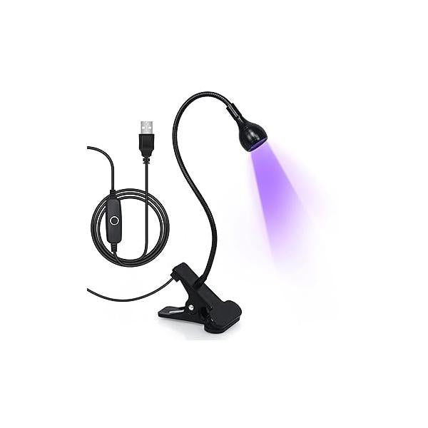 AORAEM UV LED Nail Lamp, Quick Drying Light for Gel Nails Foot Control Cure Flash with Black Gooseneck and Clamp