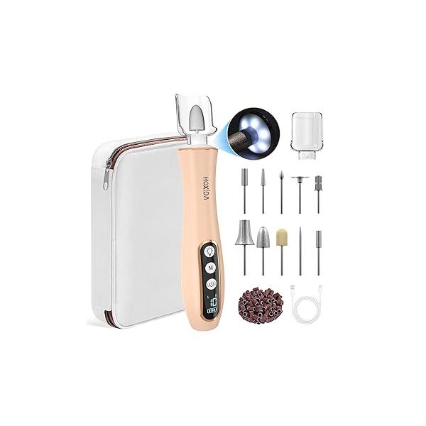 Professional Manicure Pedicure Kit, Cordless Electric Nail Drill with 360° LED light&10 Speeds, Rechargeable Tools for feet, Hand Foot Care Thick Toenail Cuticle Women Men