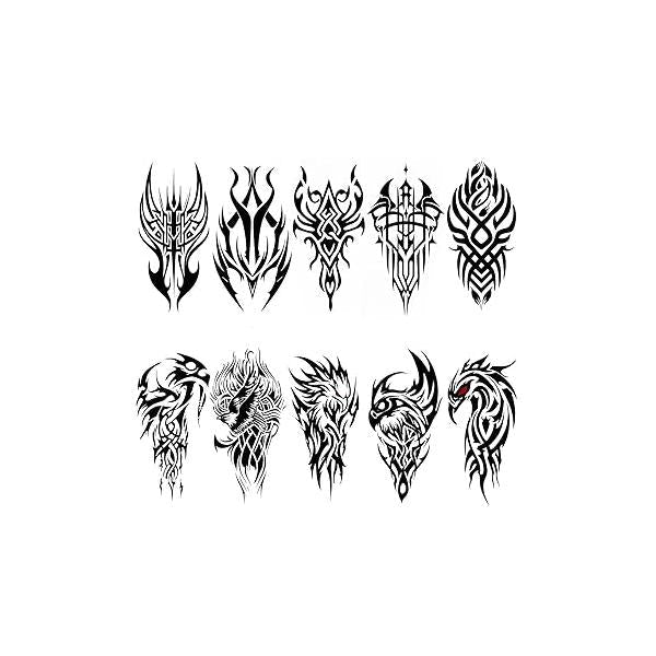 10 Sheets Large Wolf Totem Temporary Tattoos for Men Women Sleeve Fake Tattoo Black Realistic Chest Body Art Stickers