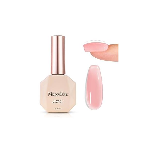 MelodySusie Clear Builder Nail Base Gel for Nails Thickening, Soak Off UV Extension Gel, Rhinestone Glue in a Bottle Art Design Salon DIY Manicure at Home Gift Women