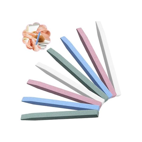 AKOAK 8 Pieces Stone Nail File - Pumice Stick, Cuticle and Buffer Push Hand Trim Pedicure Home Salon Polish Tool