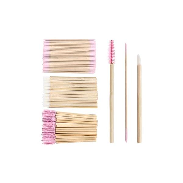 300 PCS Eyelash Extension Supplies Kit Disposable Micro Swab Brush Eyebrow Spoolies Lip Stick Mascara Wand Applicator Makeup Tool (Purple Sets)