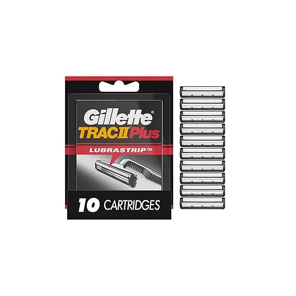 Gillette TRAC II Plus Mens Razor Blade Refills, 10 Count, Delivers a Clean, Close Shave