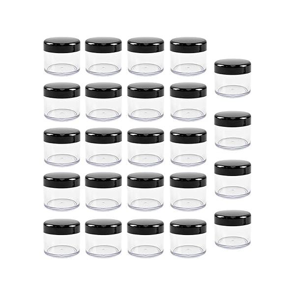 12 Pcs 15ml/0.5oz Small Travel Containers Clear Plastic Cosmetic Jar Refillable Roun for Beauty Lotion Cream Products Sample Bottles Black With Screw on Lid Container