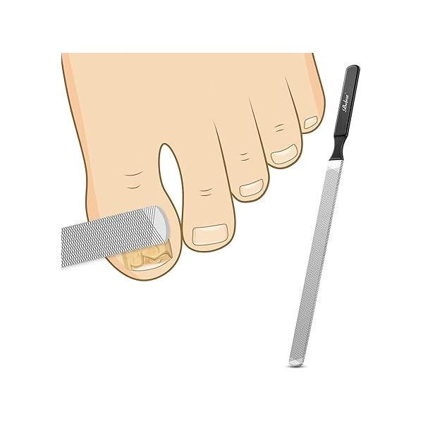 BALUCA Professional Stainless Steel Long Nail File for Thick Nails, Metal Fingernail Toenail Women, 4.72-Inch Filing Surface, Durable and Efficient Care Tool (Black, 1, Count, Coarse)