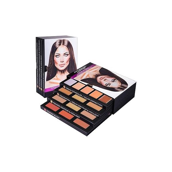 SHANY 4-Layer Contour and Highlight Makeup Kit - Set of Concealer Palette, Color Corrector, Foundation Highlight, Blush Palettes Sets