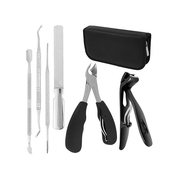 6Pcs Nails Clipper Set Stainless Steel Nail Trimming Large Opening Finger Clippers Splash Proof Fingernail Shear for Toes