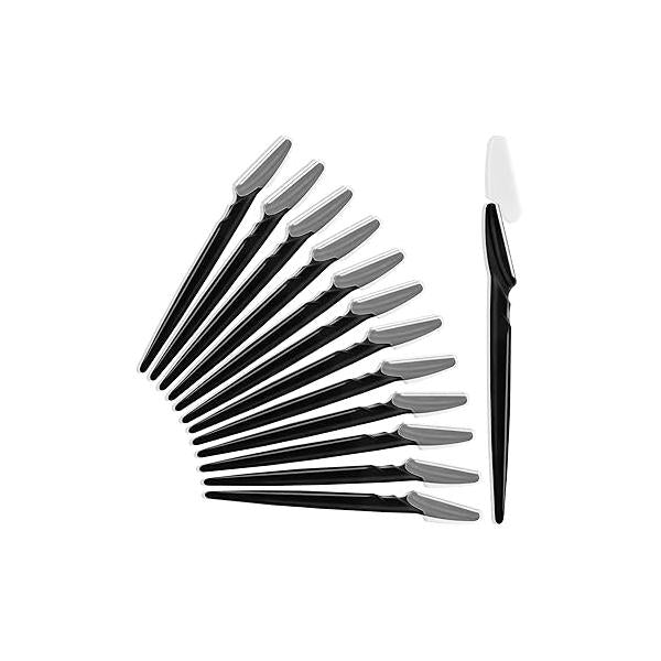 12 Pcs Eyebrow Razors, Face Razors Multipurpose, Exfoliating Dermaplaning Tools, Trimmers Shaver with Safety Cover, Facial Hair Removal for Women Men Body Use (Light Pink)