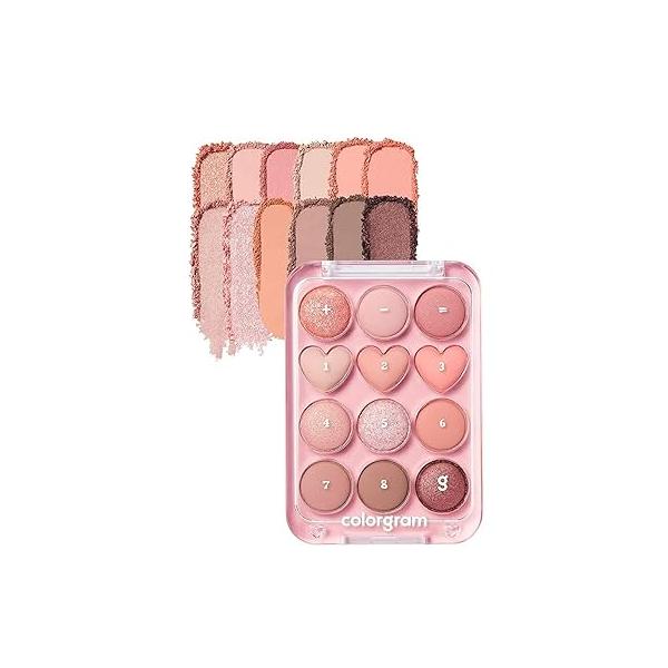 COLORGRAM Pin Point Eyeshadow Palette 03 Pink+Lavender | Ultra-Blendable Matte, Glitter, Shimmer Shades for Daily Makeup K-Beauty Eye with Easy-to-Use Calculator Design