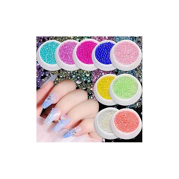 SILPECWEE 6 Boxes 3d Nail Charms Gold Art Flat Back Rhinestone Jewels Gems Pearls for Nails DIY Decoration with 1pc Tweezers, Picker Pencil