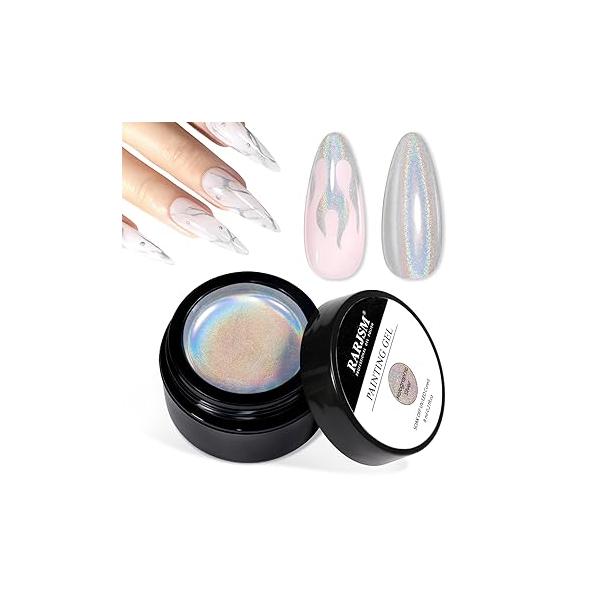 RARJSM 3D Sculpting Gel Clear Painting Polish Nail Art Designs No Wipe Chrome Powder Nails Charms Rhinestone Decoration Adhesive Glue Drawing Painted Sculpture Hard Gelpolish Curing Requires