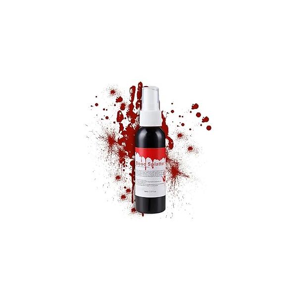 CAHIUYOA Fake Blood Makeup Spray,Fake Special Effects Makeup,Halloween SFX Makeup,Blood Splatter for Zombie Monster Vampire Clown Cosplay 2.1Oz(60ml)