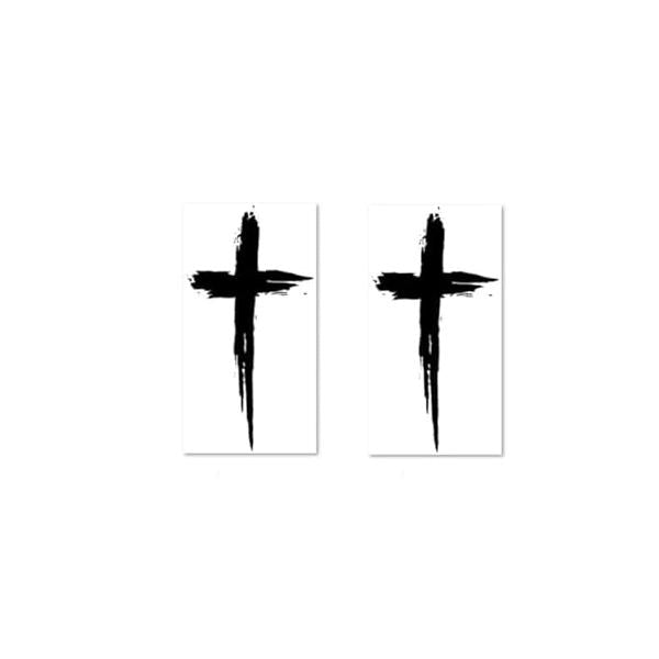 2Pcs Black Herbal Cross Temporary Tattoos - for Vivid Fake Body Art Stickers Men and Women | Waterproof Beach, Pool, Parties Holidays,Temporary Tattoo