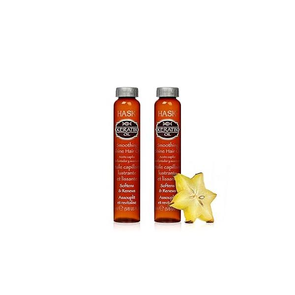 HASK KERATIN PROTEIN Smoothing Hair Oil Vials for Shine, Frizz Control and All Types - Color Safe, Gluten-Free, Sulfate-Free 2